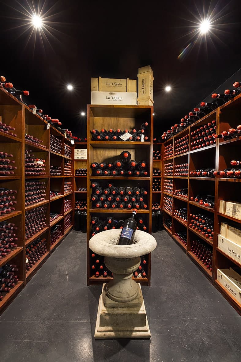 La Togata Family wine collectio. Personal caveau in cellar.